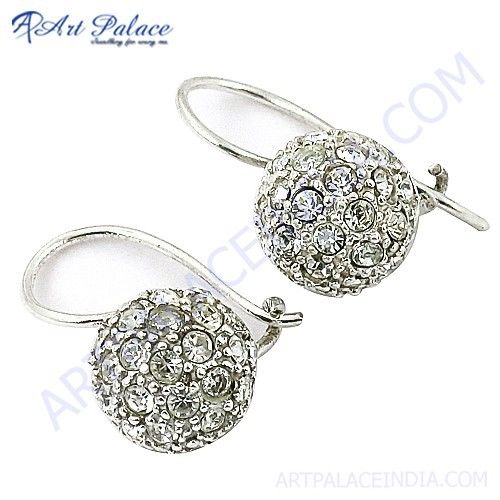 Rocking Style Cubic Zirconia Gemstone Silver Earrings