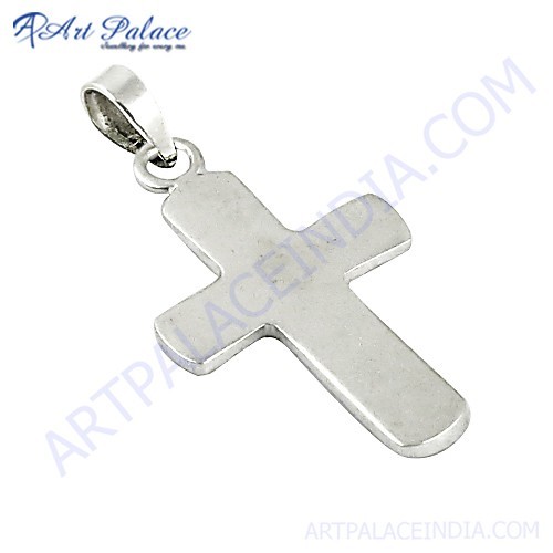 Traditional Cross Plain Silver Pendant