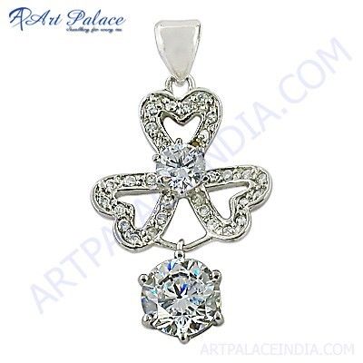 Creative Stylish Cubic Zirconia Gemstone Silver Pendant