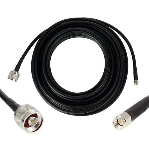 LOW LOSS Coaxial CABLE N MALE TO SMA MALE WITH HLF-200 Cu BLACK  L-10 MTR