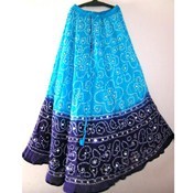Women Wear - Cotton, Free Size, Blue | Stylish, Comfortable, Durable, Versatile, Trendy, Elegant Maxi Dress with Elastic Waist, Lightweight Bandhani Design