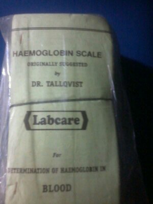 Haemoglobin Scale - Cardboard 10x5x1 cm Off-White, Accurate +/-1g/dL Durable Design