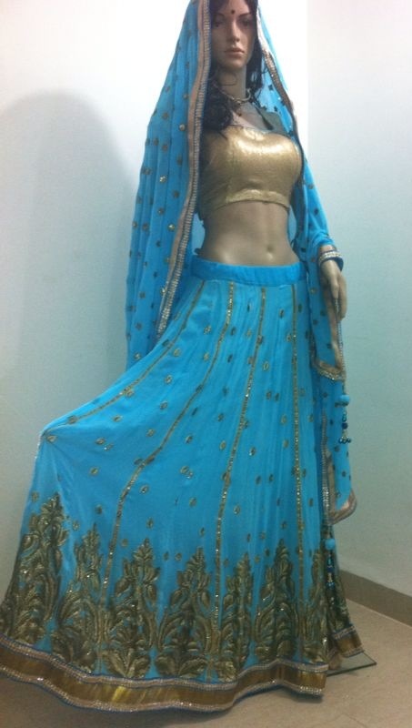 Blue Embroided Lehenga