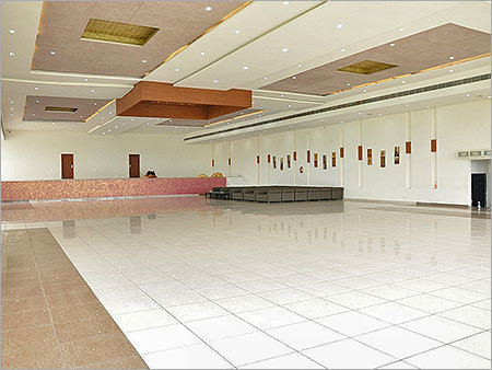Corporation Function Halls - Tile Flooring, 12-15 ft Ceiling, 50-500+ Capacity | Elegant Design, Versatile Space, Customizable Setup, LED Lighting