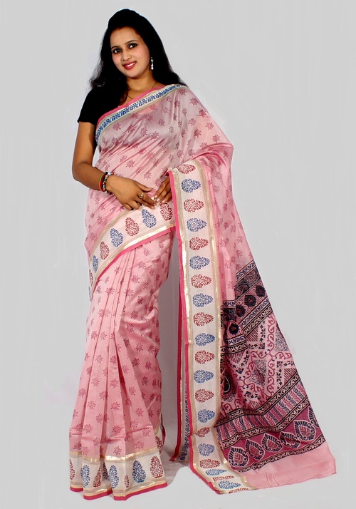 Chanderi Fancy Printed Banarasi saree