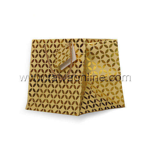 Golden Paper Bag With Handles Stand Up Pouch