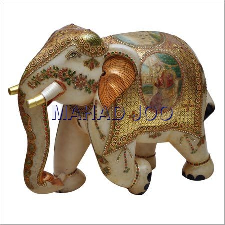 Red Marble Elephant Statue