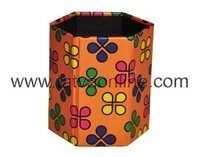 Tatva Hexagonal Desk Pen Holder - Premium Paper, 4-10 Inches, Bright Ethnic Flower Print Design, Foldable & Eco-friendly