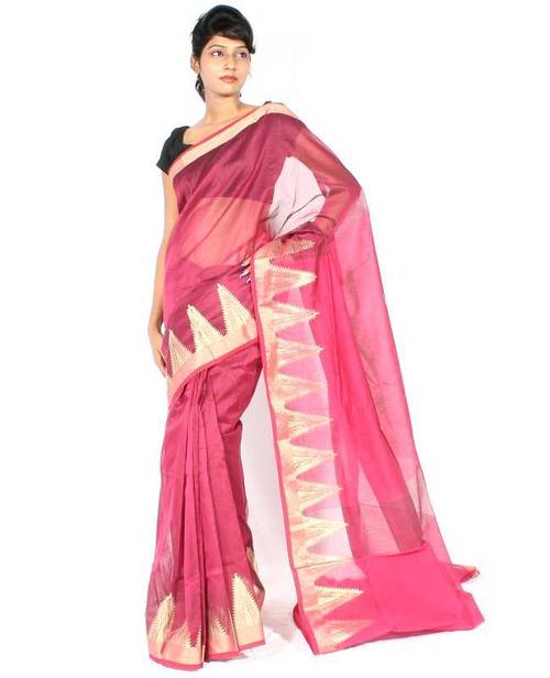 Supernet Cotton Zari Border Saree