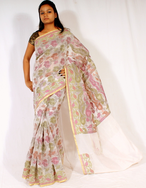 Supernet fancy multi-colour design saree