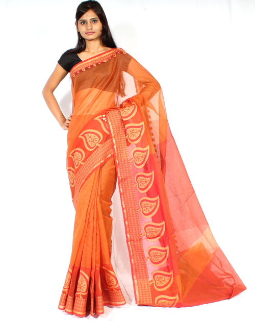 Supernet Banarasi Cotton Border Saree