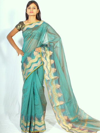 Chanderi Fancy Zari Border Saree
