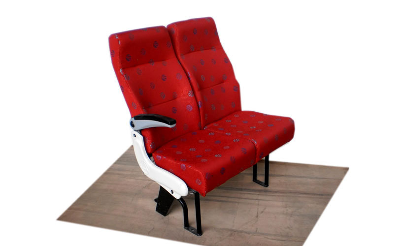 Intra City Seats - Steel Frame, 3x2 Fix Seat, Red, Rexene Upholstery, 3-Point Seat Belts, Lift-Up Armrest, Fixed Footrest, Ergonomic Design