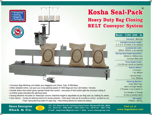 Semi Automatic Heavy Duty Bag Closing Conveyour System