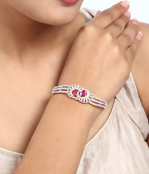 Vatika AD Studded Pink Shimmer Bracelet
