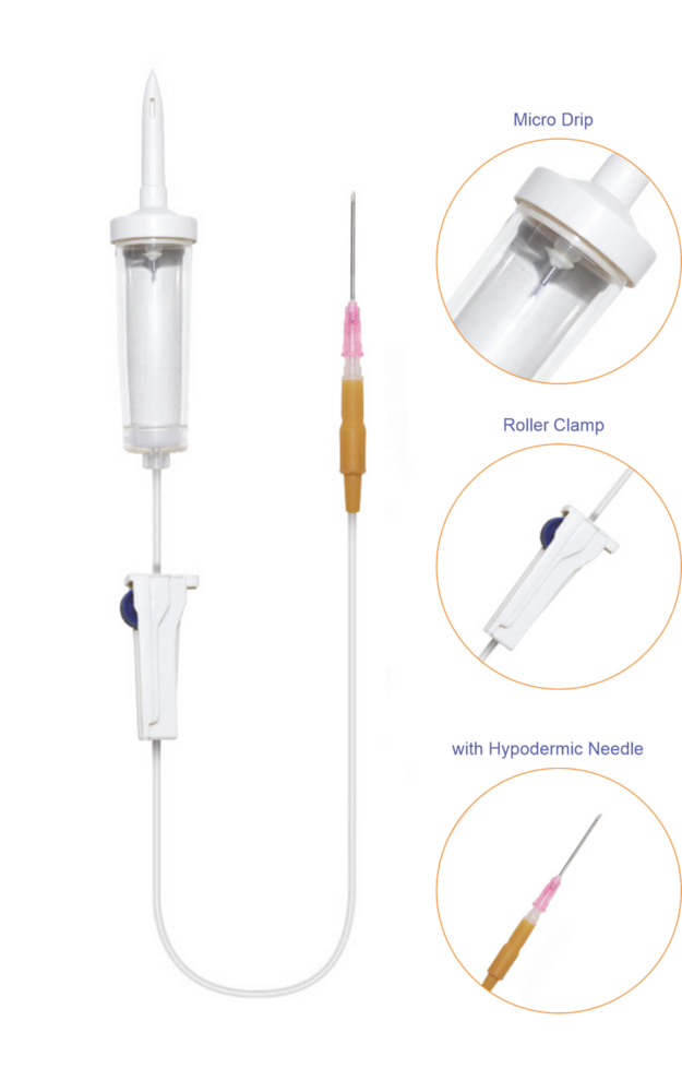 Micro Drip Set with Built in Airvent - Plastic Material | Foldable Design, Basic Surgical Instruments for Hospital Usage