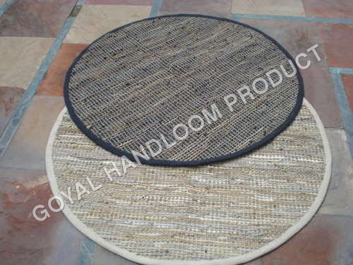 Leather Hamp Round Rug