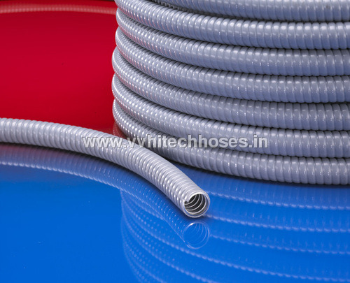 Cable Protection Hose - Soft PVC, 7-48 mm ID, Grey, Steel Wire Spiral, IP68 | Highly Flexible, Liquid Tight, Kink Proof, UV Resistant, Chemical Resistant, Flame Retardant