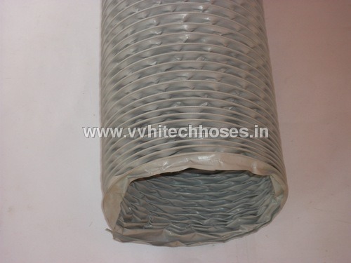 PVC Hose - PVC Coated Fabric, 40mm I.D., Grey, Overpressure 0.25 Bar, Bending Radius 43mm | Super-Light, Highly Flexible, Compressible 6:1, UV Resistant, Ozone Resistant, Flame-Retardant, Spring Steel Wire