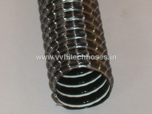 PVC Hose - Soft PVC 25-100mm I.D., Black, Spring Steel Wire, Highly Flexible, Fiber Reinforced, UV and Ozone Resistant