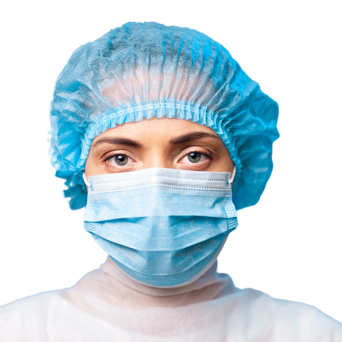 Green Disposable Face Mask And Disposable Cap