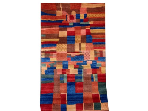 Modern Hand Knotted Carpets - Wool, Custom Size, Red | Hand Knotted, Natural Vegetable Dyes, Modern Design, Versatile