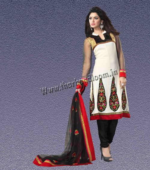Attractive white with black anarkali