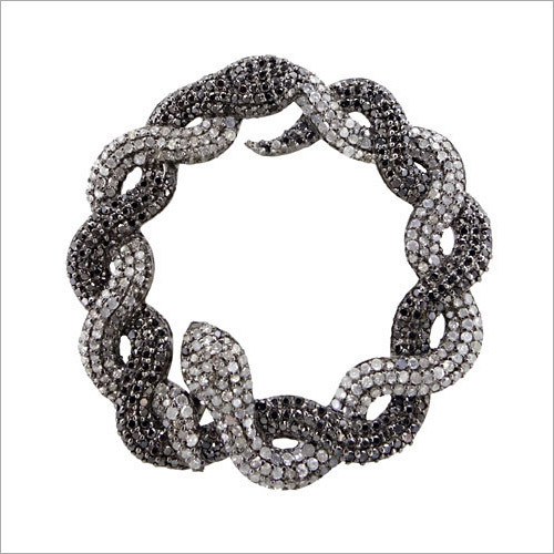 Snake Diamond Pave Silver Pendant 