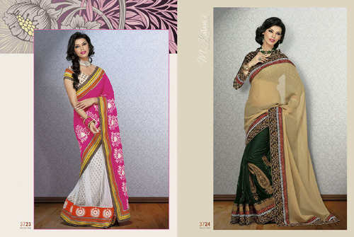 Traditional Indian Saris - Silk Cotton, 5.5 Meters, Beige | Embroidered, Elegant Design, Intricate Work, Soft Texture