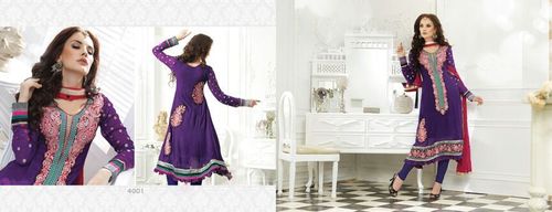 Designer Anarkali Suit - Silk, 54 Inches, Purple | Embroidery, Elegant Design, Comfortable Wear, Stylish Party Look