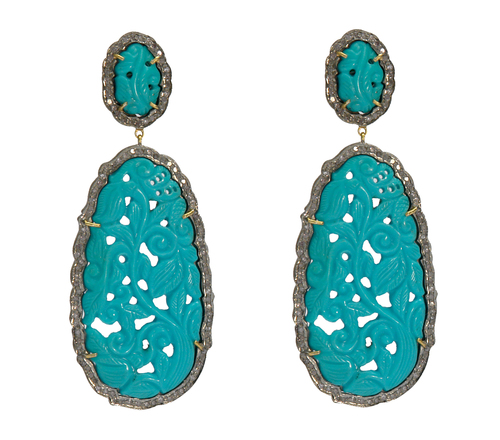 Turquoise & Diamond Earring