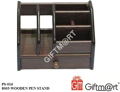 Wooden Pen Stand With Magazine Holder