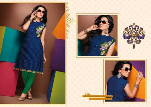 Professionally Designer Anarkali Embroidered Blue Kurti Lilly