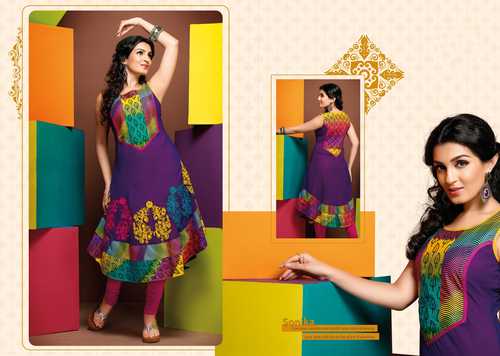 Professionally Designer Anarkali Embroidered Purple Kurti Sonika