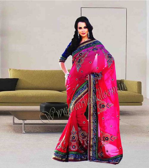 Exclusive dark pink bridal saree
