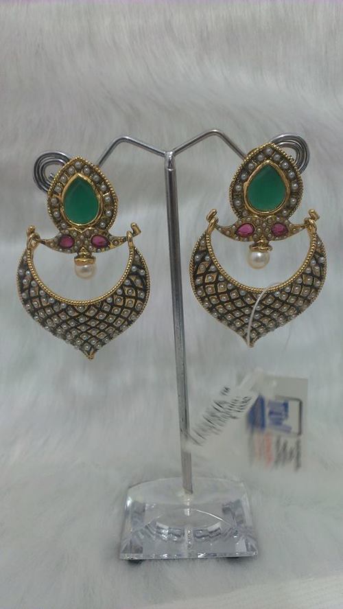 Beautiful Green Stone Jhumkas