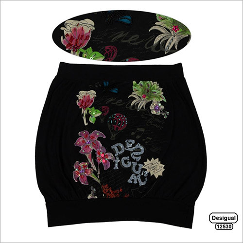 4.6 NEW DESIGUAL Embellished Floral & Graphic Print Skirt - Above Knee Length 18.5 Inches, Multiple Sizes, Stylish Design