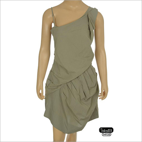 MbyM Gathered Tunic Dress 14133 Small - Fabric, Small, Gray | Stylish, Comfortable, One Shoulder, Zipper Back, Mini Length