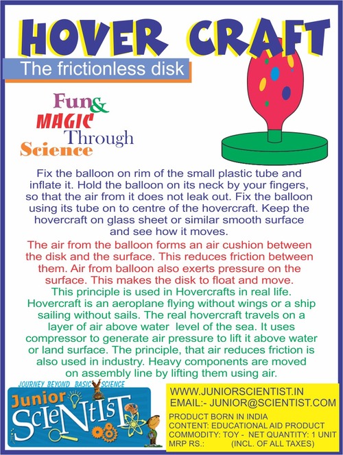 Hower Craft - Plastic, Small, Red | Educational, Fun Science Toy, Balloon Powered Hovercraft