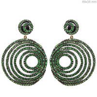 Concentric Tsavorite Gemstone Dangle Earrings