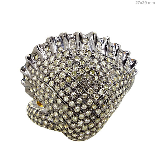 Snake Shell Diamond Pave Silver Ring