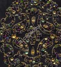 Embroidered Crystal Work Fabric - Tulle, Metallic Thread, Beads, Crystals | Floral Pattern, Traditional & Contemporary Style For Curtains, Salwar Suits, Kurtis, Wedding Lehengas