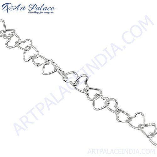 New Heart Shape Style In Silver Chain, 925 Sterling Silver