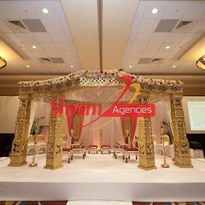 Golden carved mandap