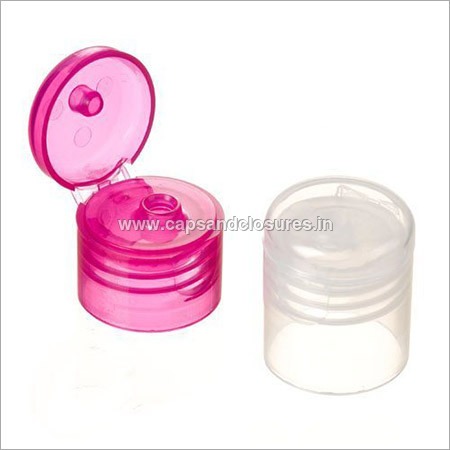 Pink & White Plastic Transparent Flip Top Caps
