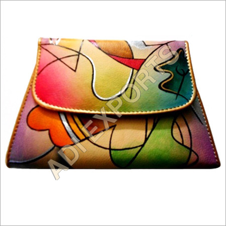 Ladies Colorful Leather Purse - Genuine Leather 5x7 Inches Multicolor, Vibrant Colors, Attractive Patterns, Durable Clutch