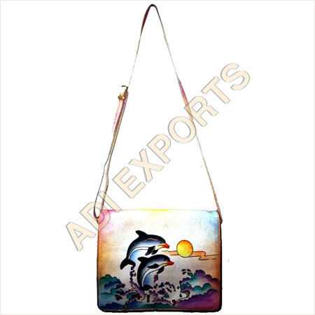 Handpainted Cross Leather Bag