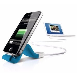 Philips DLC2407BLU/17 Sync & Charge Cable with FlexAdaptStand for iPod/iPhone - Blue