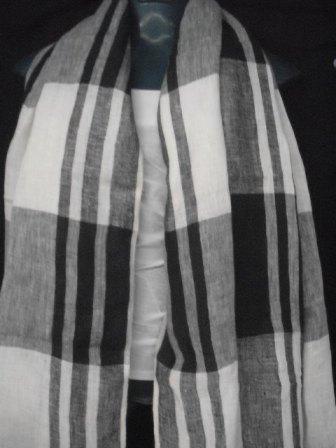 Stoles - Cotton Blend, 70x10 Inches, Black and White | Soft Fabric, Checkered Plaid Weave, Stylish, Durable, Comfortable