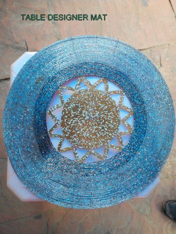 Designer Table Mats - Glass 12-14 Inches Blue | Decorative Durable Lightweight Elegant Design